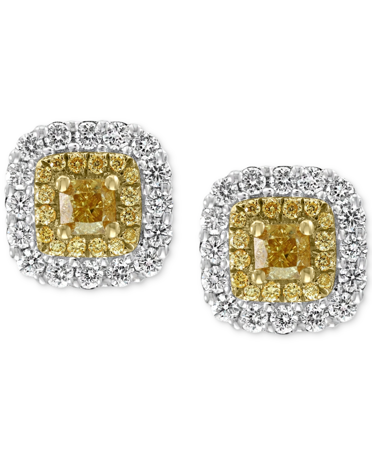 Effy Hematian Diamond Halo Stud Earrings (1-1/5 ct. t.w.) in 18k Gold & White Gold -White Gold