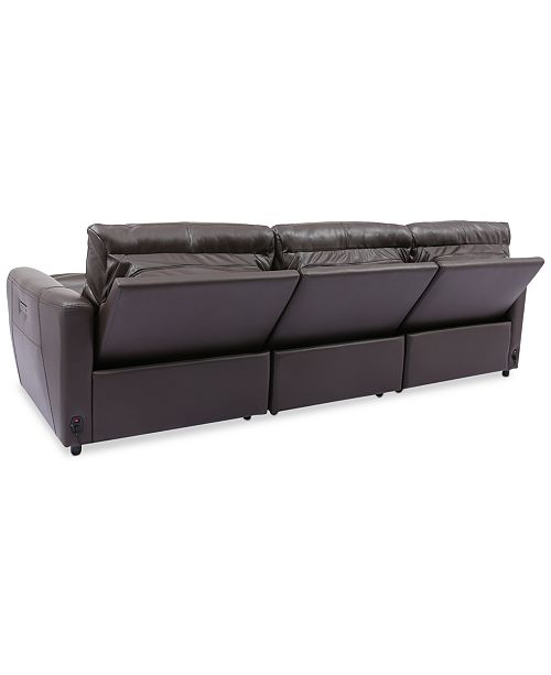 Furniture Danvors 3Pc. Leather Sectional Sofa with 3 Power Recliners