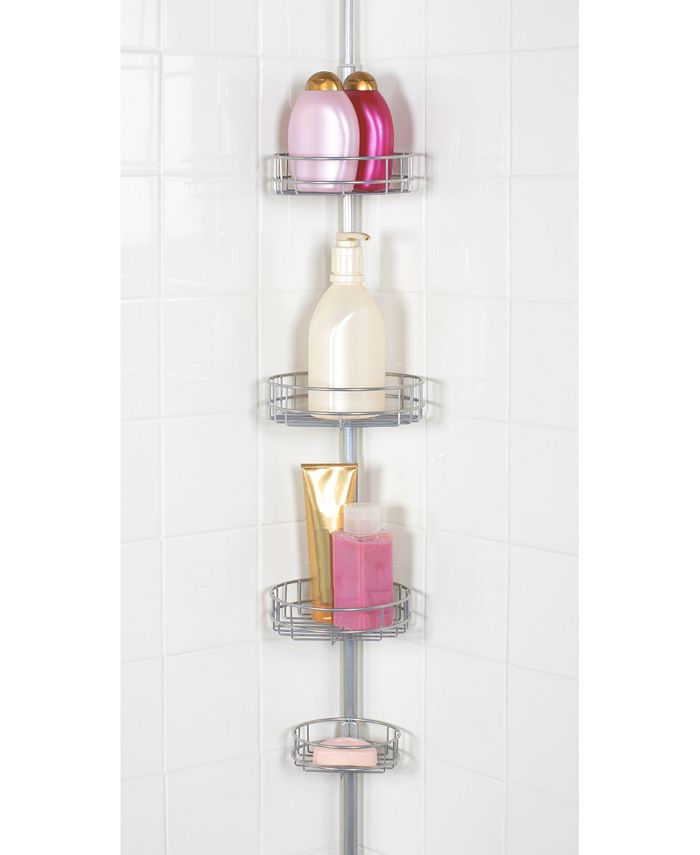 Richards Homewares ESatin Steel Tension Shower Caddy Round Shelves