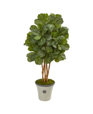 Nearly Natural - 57" Fiddle Leaf Fig Artificial Tree in Decorative Planter