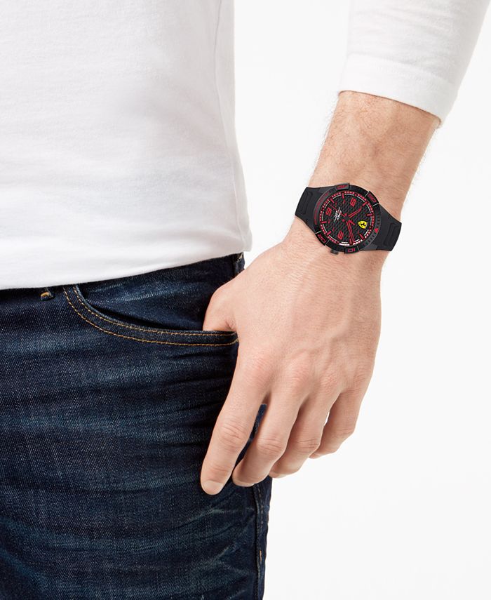 Ferrari - Men's Apex Black Silicone Strap Watch 44mm