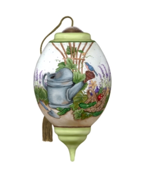 NeQwa Art A Watering Can Garden Scene Hand Painted Blown Glass Ornament