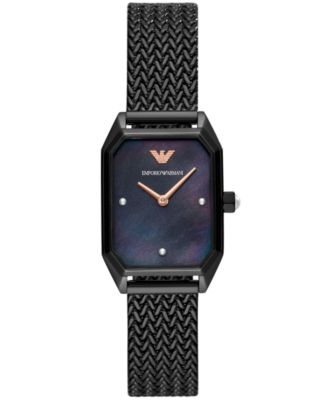 emporio armani black stainless steel watch