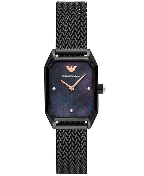 Emporio Armani Women S Black Stainless Steel Mesh Bracelet Watch 24x35mm Reviews All Fine Jewelry Jewelry Watches Macy S