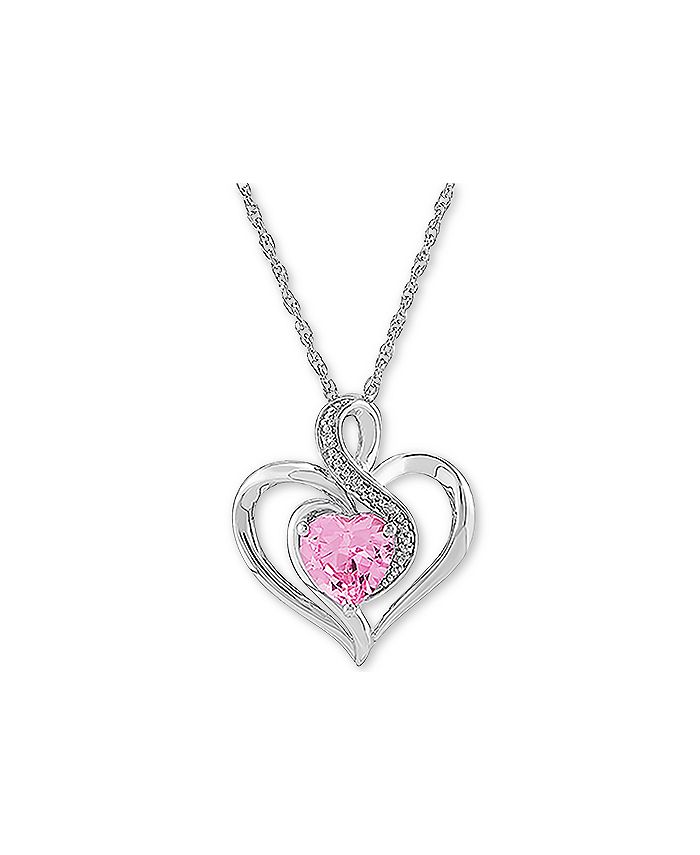 Macy's pink outlet sapphire heart necklace