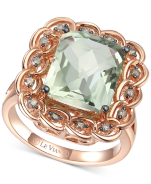 image of Le Vian Mint Julep Quartz (5-1/2 ct. t.w.) & Chocolate Diamond (1/4 ct. t.w.) Statement Ring in 14k Rose Gold