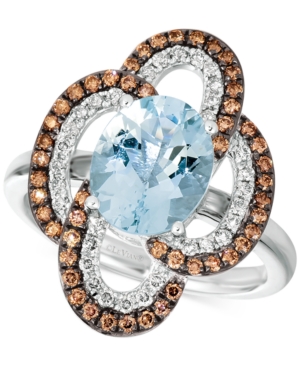 image of Le Vian Sea Blue Aquamarine (2 ct. t.w.), Nude Diamonds (1/4 ct. t.w.) & Chocolate Diamonds (3/8 ct. t.w.) Ring In 14k White Gold