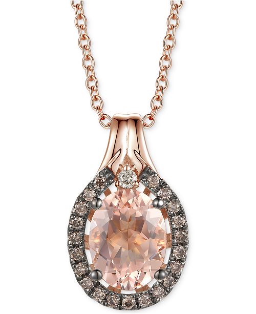 Le Vian Peach Morganite 1 1 3 Ct T W Nude Diamonds Accent Chocolate Diamonds 1 6 Ct T W 20 Pendant Necklace In 14k Rose Gold Reviews Necklaces Jewelry Watches Macy S