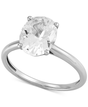 image of Arabella Swarovski Zirconia Oval Ring in 14k White Gold