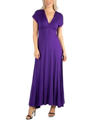 24seven Comfort Apparel Women's Cap Sleeve V Neck Maxi Dress - Macy's