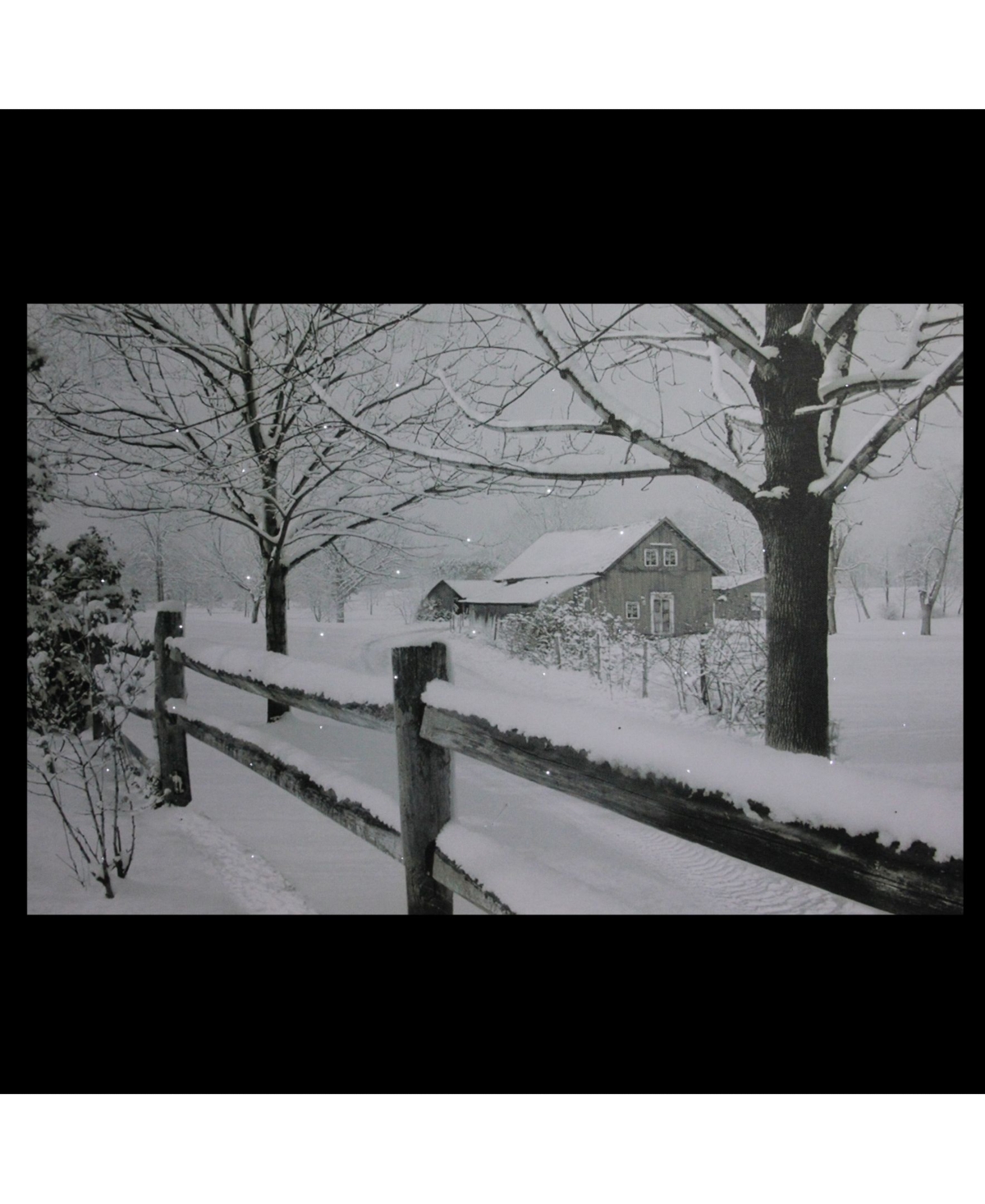 Northlight Large Fiber Optic Lighted Snowy Winter Cabin Canvas Wall Art, 15.75" X 23.5" In White