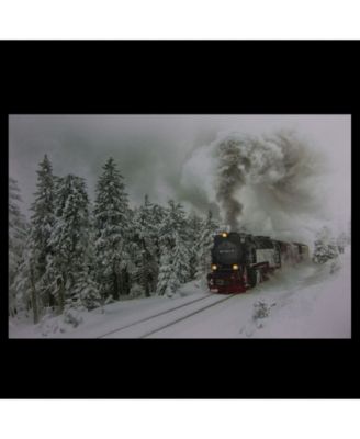 Large Fiber Optic and LED Lighted Winter Woods with Train Canvas Wall Art, 15.75" x 23.5"