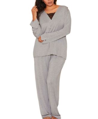iCollection Plus Size Contrast Lace and Modal Comfy Sleep and Lounge ...