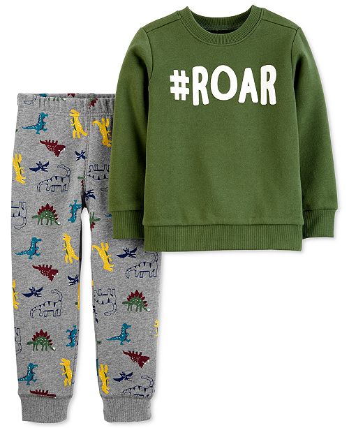 Carter S Toddler Boys 2 Pc Roar Top Dinosaur Print Pants Set