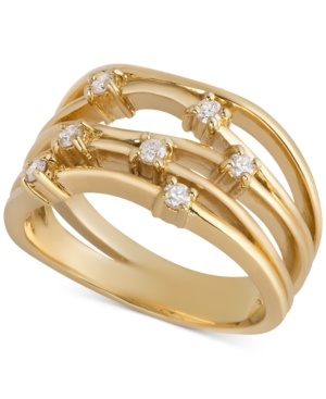 image of Diamond Multi-Row Statement Ring (1/4 ct. t.w.) in 14k Gold-Plated Sterling Silver