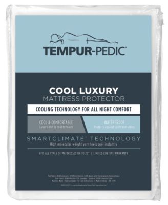 Tempur-Pedic Queen Cool Luxury Waterproof Machine Washable Fitted Mattress Protector: Ribbed Polyester &#38; Nylon Blend, Fits 20&#34; Depth
