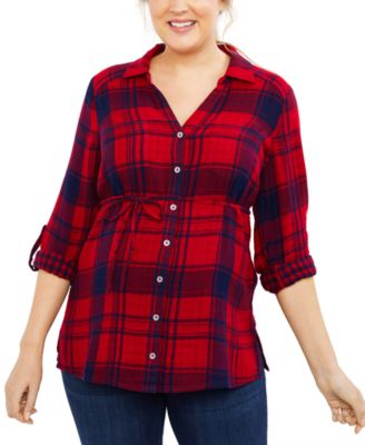 Motherhood Maternity - Maternity Plaid Button-Front Shirt