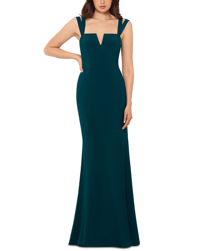XSCAPE Notched Double-Strap Gown - Macy's