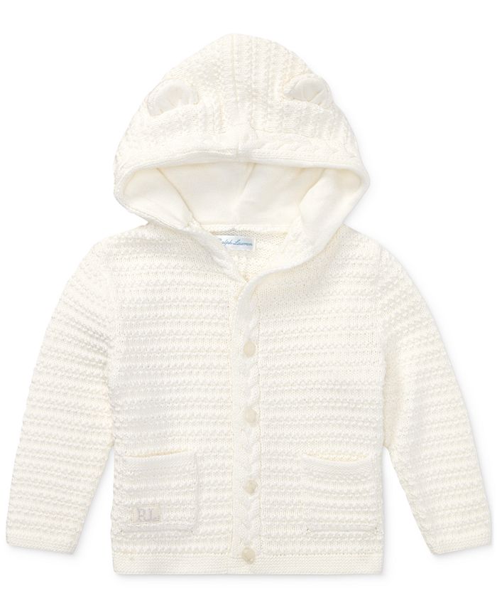 Polo Ralph Lauren Baby Girls BearHood Cotton Cardigan & Reviews