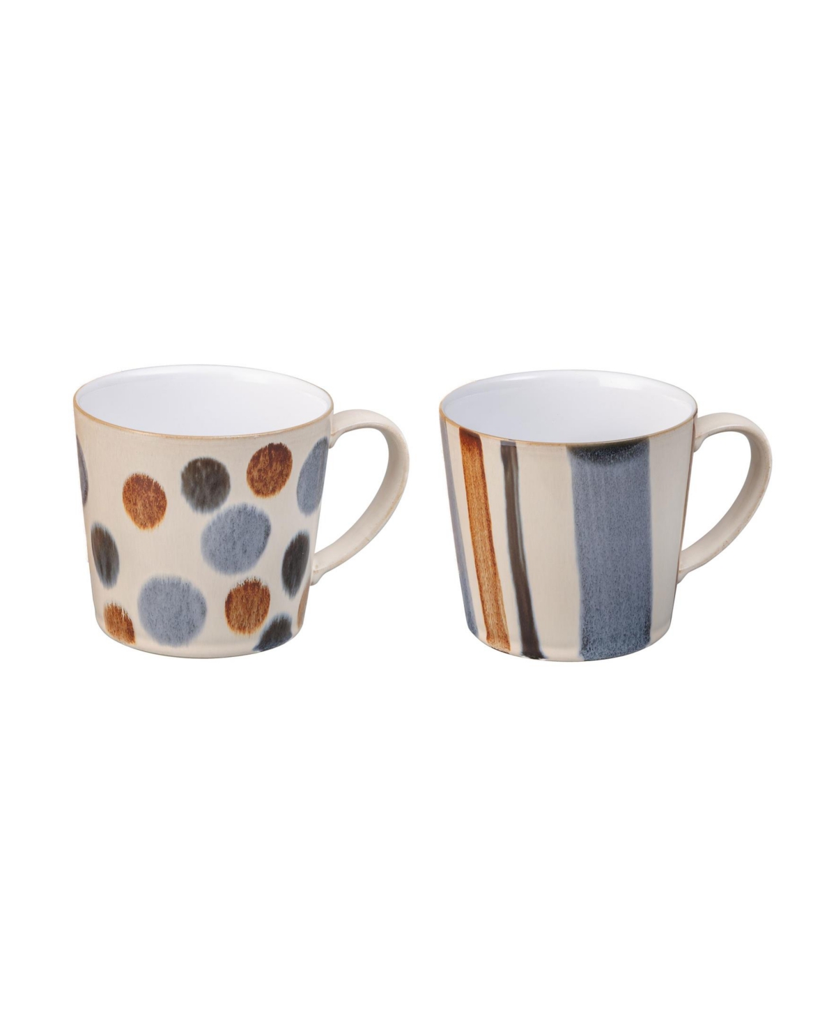 Brown Multi Set of 2 Mugs - Multi Colored And Hand Painted