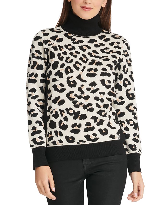 Dkny online leopard turtleneck