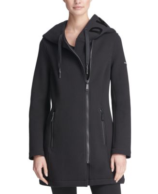 DKNY Sport Women's Asymmetrical Hooded Scuba Jacket XL Black Logo on hood