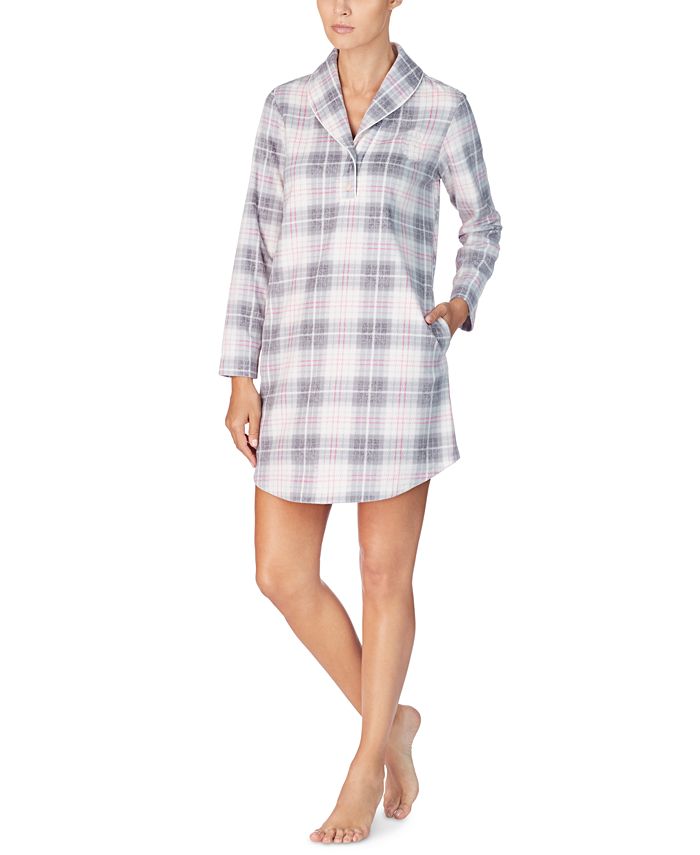 Lauren Ralph Lauren ShawlCollar Printed Fleece Lounger Sleepshirt