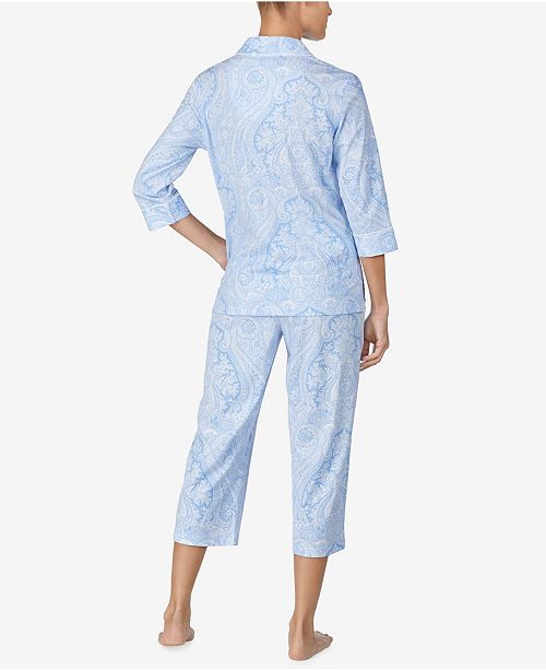 Lauren Ralph Lauren 3/4 Sleeve Classic Notch Collar Capri Pajama Set