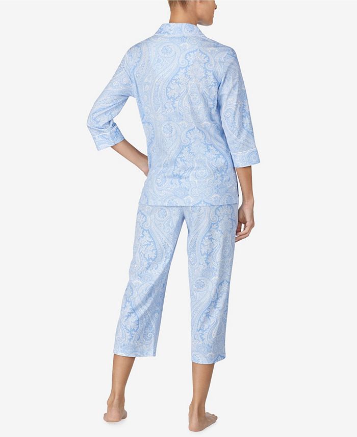 Lauren Ralph Lauren 3/4 Sleeve Classic Notch Collar Capri Pajama Set
