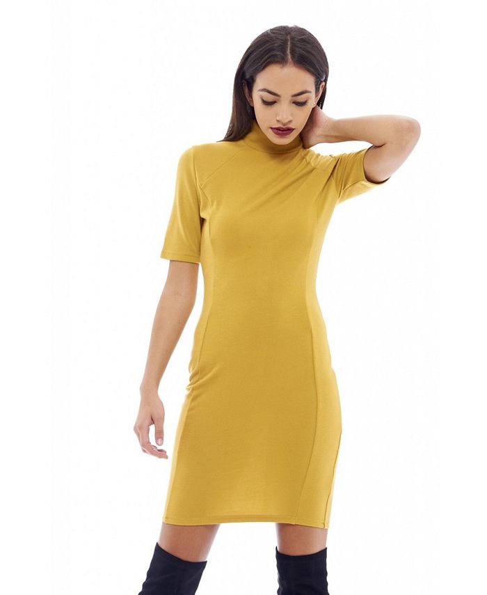AX Paris Women s High Neck Bodycon Mustard Dress Macy s