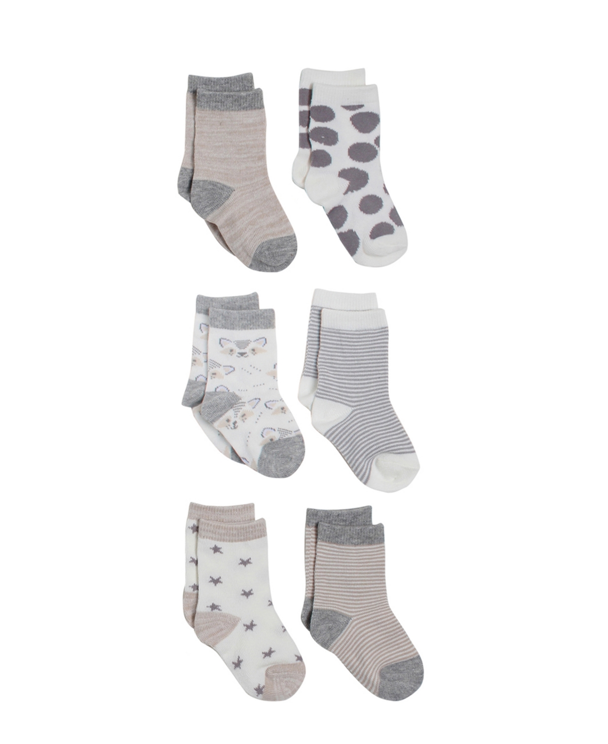 Snugabye Dream Baby Boy or Baby Girl 6 Pack Socks in Giftbox -Beige