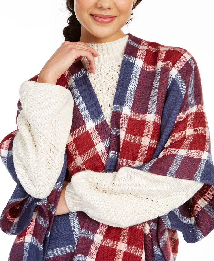 Marcus Adler Classic Fall Plaid Ruana - Macy's