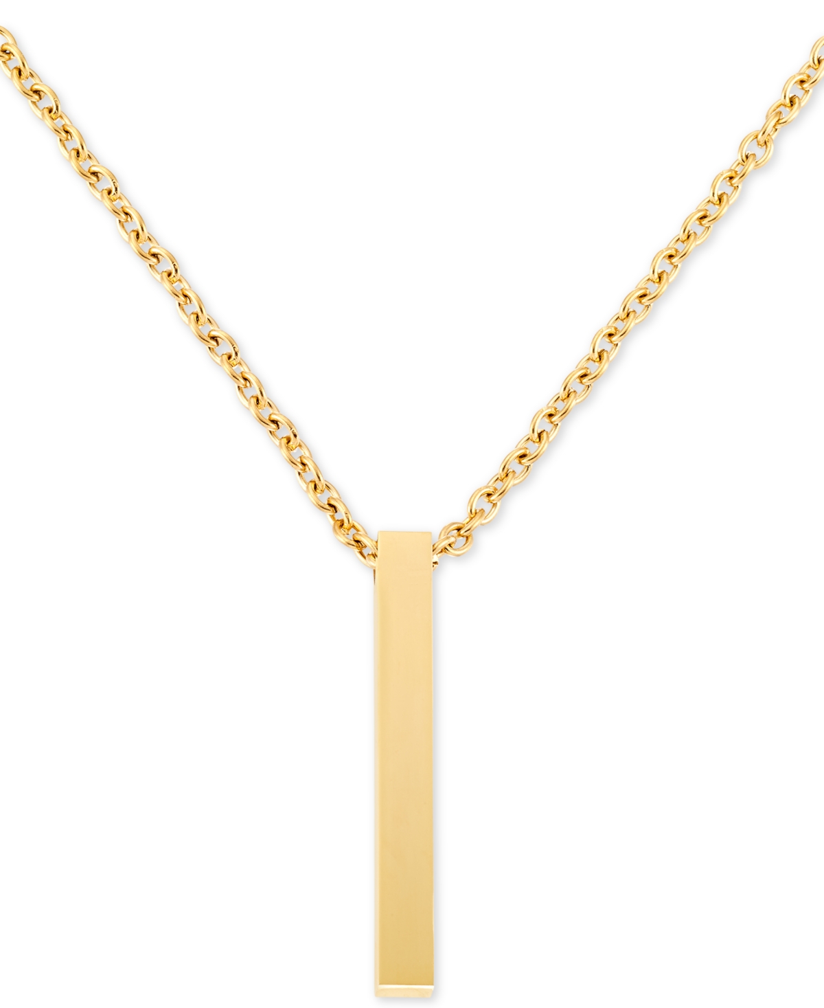 Smith Men's Polished Bar 24" Pendant Necklace in Yellow Ion-Plated Stainless Steel - Gold Tone