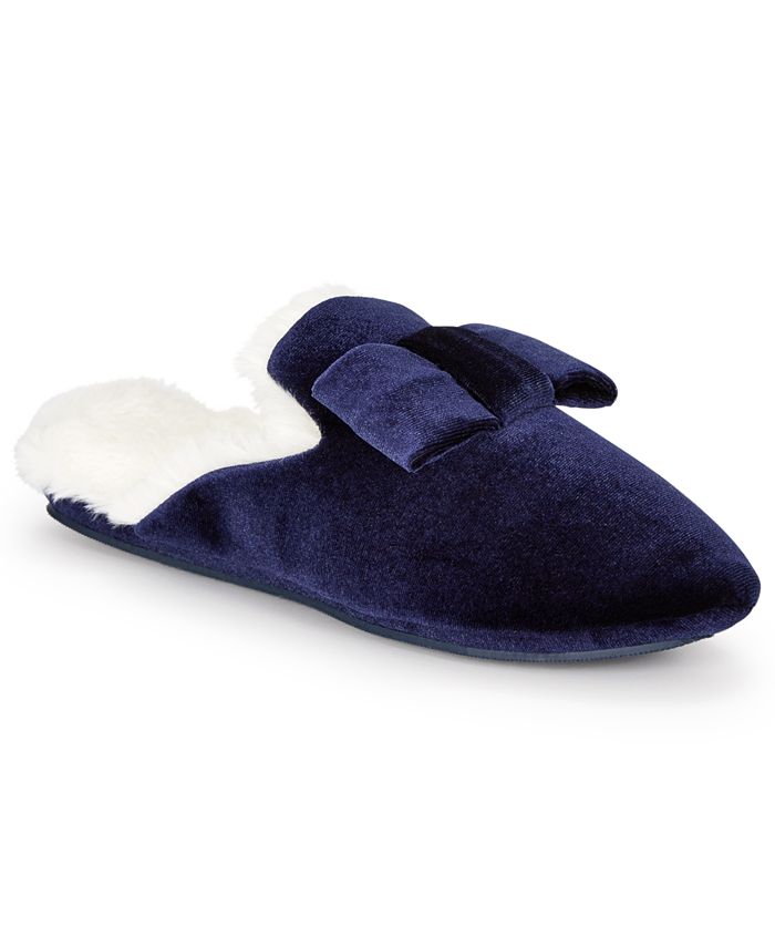 Charter Club Women's Velvet Bow Slippers With Faux Fur, Created for ...