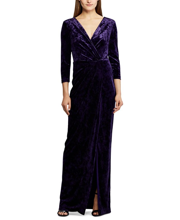 Lauren Ralph Lauren Floor-Length Velvet Dress - Macy's