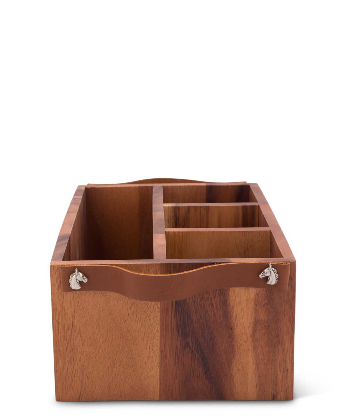 Vagabond House Caddy Rectangle Acacia Wood Flatware, Serve Ware, Utensil, Carry-All Holder with Solid