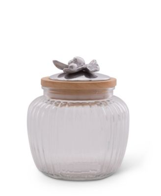 Canister Glass for Kitchen with Rubber Airtight Seal for Food Storage Olive Pattern Knob