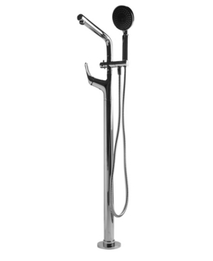 Alfi brand Polished Chrome Floor Mounted Tub Filler Mixer with additional Hand Held Shower Head Bedding