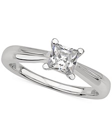 GIA Certified Diamond Princess Solitaire Ring (1/2 ct. t.w.) in 14k White Gold