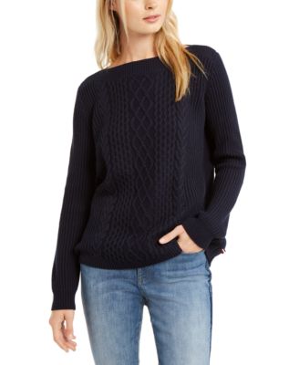 Cable-Knit Boat-Neck Sweater