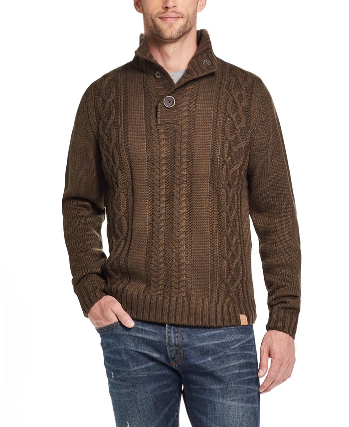 Weatherproof Vintage Men's Military Button Mock Turtleneck Sweater ...