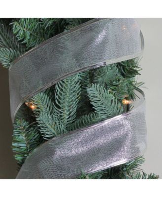 Pack of 12 Shimmering Silver Wired Christmas Craft Ribbon Spools - 2.5" x 120 Yards Total