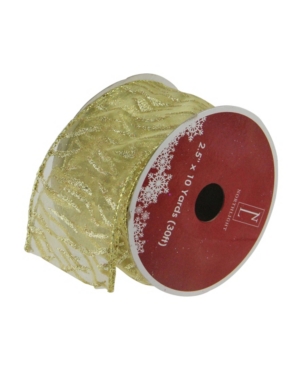 Northlight Pack Of 12 Sparkling Gold Lines Wired Christmas Craft Ribbon Spools