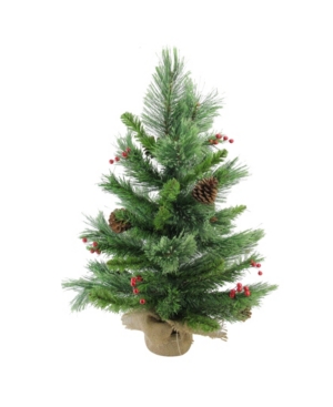 Northlight 24" Mixed Cashmere Berry Pine Artificial Christmas Tree In Green