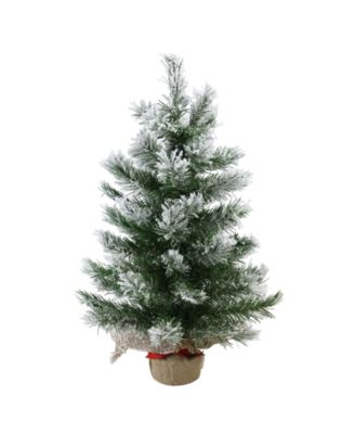 Northlight 22" Flocked Pine Artificial Christmas Tree In Burlap Base ...