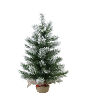 Northlight 22" Flocked Pine Artificial Christmas Tree In Burlap Base In White