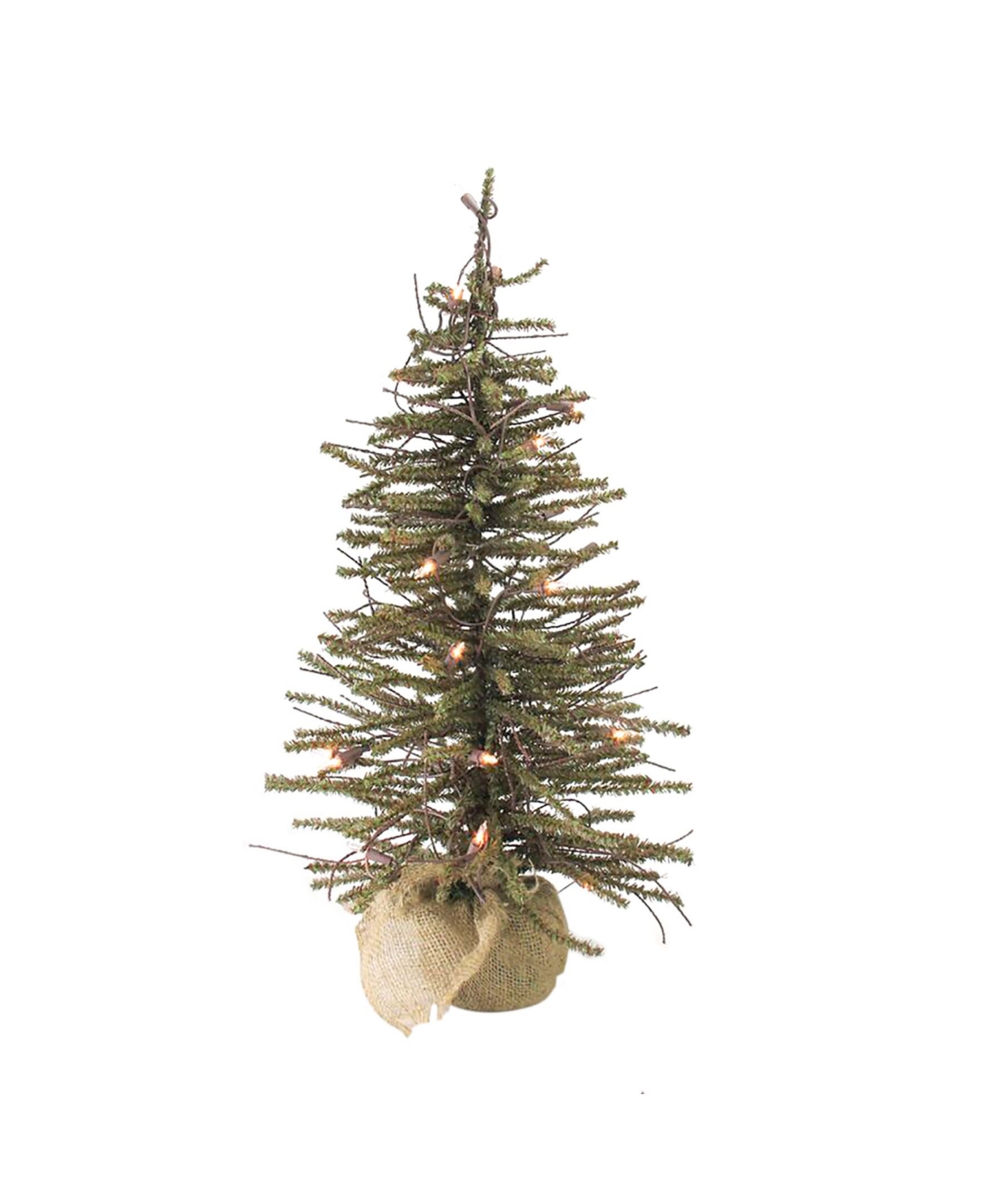 3' Pre-Lit Warsaw Twig Artificial Christmas Tree in Burlap Base - Clear Lights - Brown