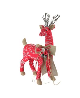 24" Country Rustic Red White and Brown Reindeer with Bow Christmas Decoration