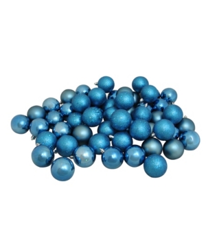 Northlight Kids' 60ct Shatterproof Cerulean Blue Shiny And Matte Christmas Ball Ornaments 2.5" 60mm