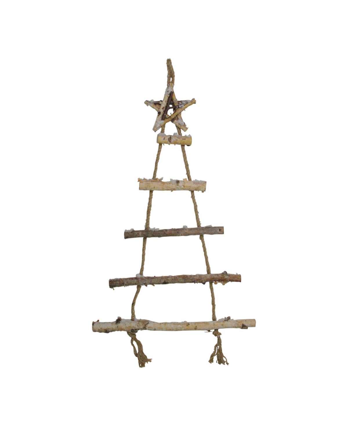 32" Natural 5-Tier Wall Hanging Twig Tree with Star Christmas Decoration - Brown
